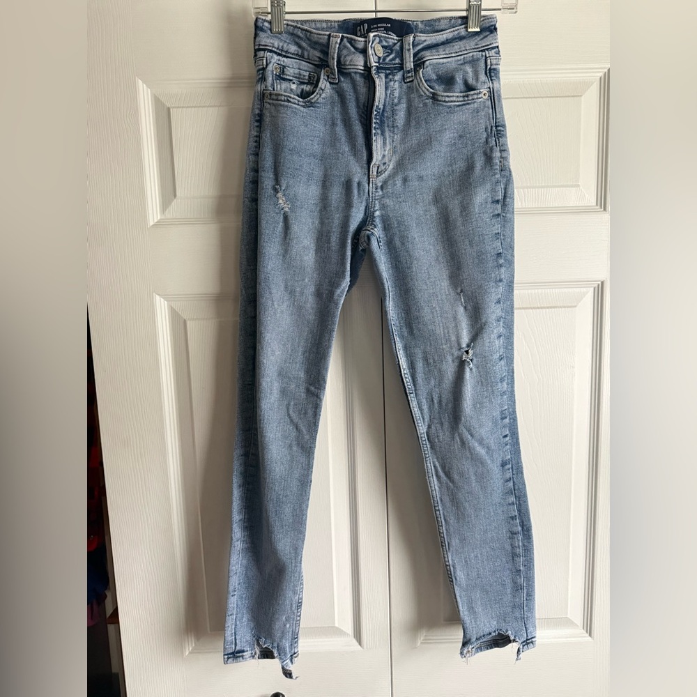 GAP Light Blue High Rise Straight Leg Jeans